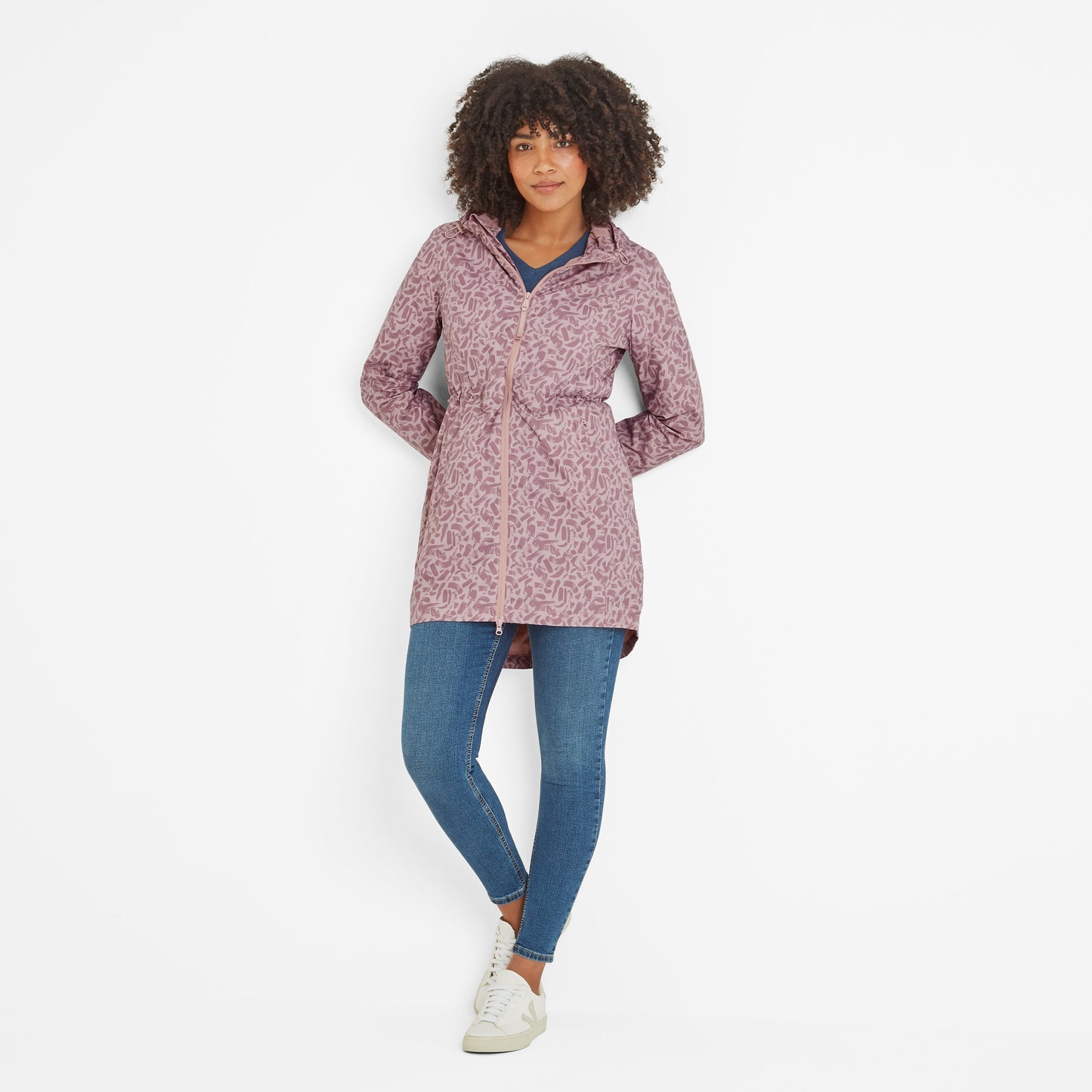 Kilnsey Womens Waterproof Jacket - Dusky Rose Brushstroke Print