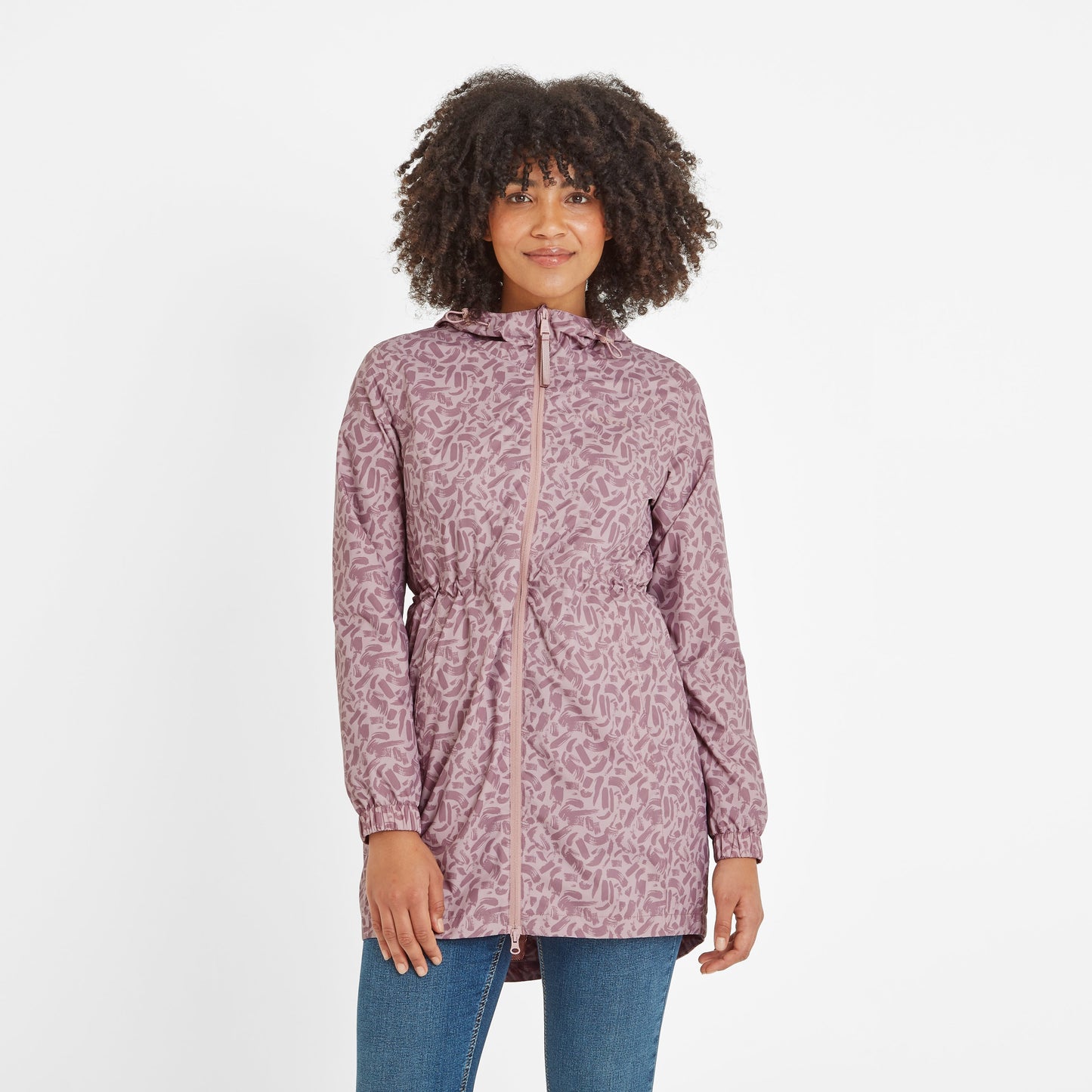 Kilnsey Womens Waterproof Jacket - Dusky Rose Brushstroke Print