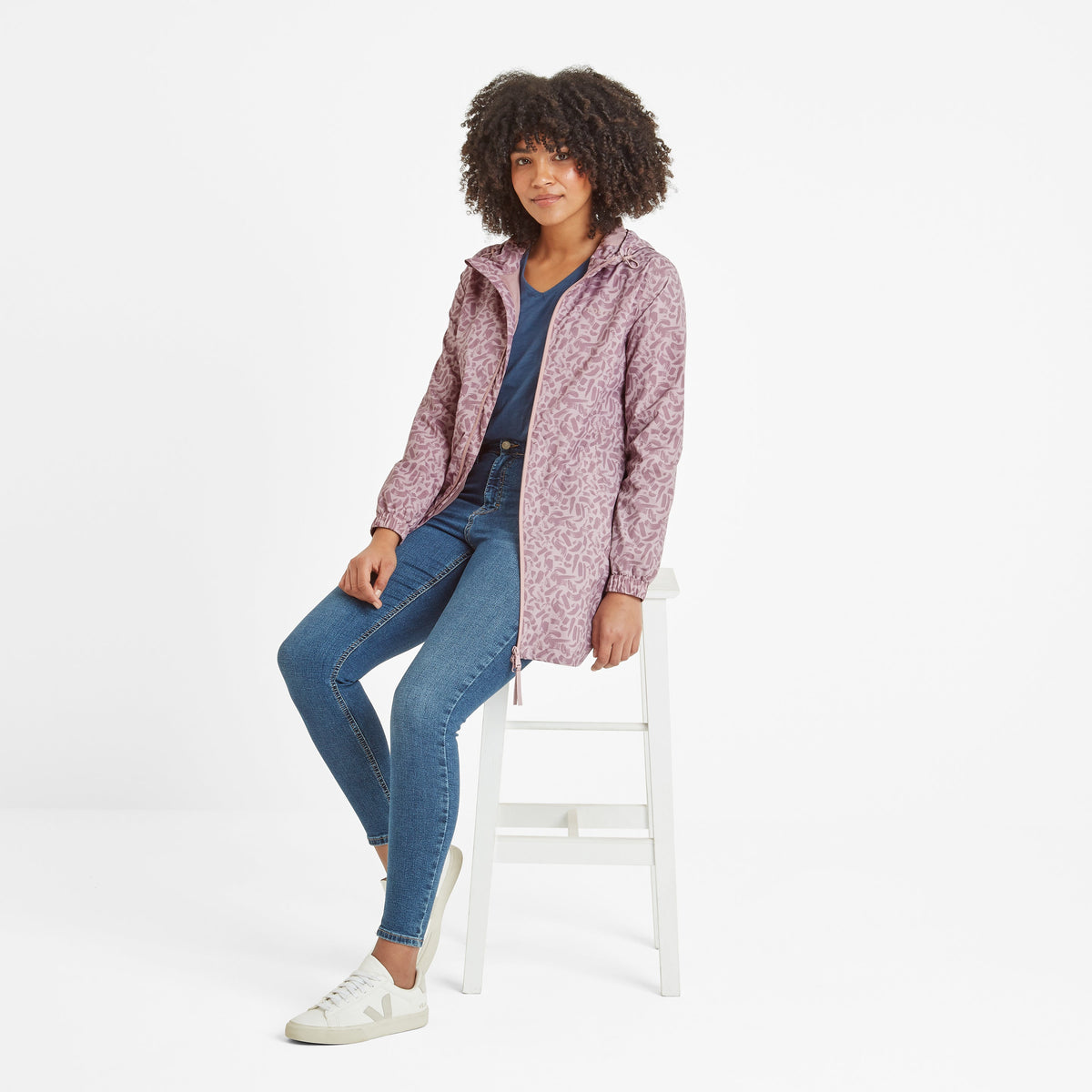 Kilnsey Womens Waterproof Jacket - Dusky Rose Brushstroke Print