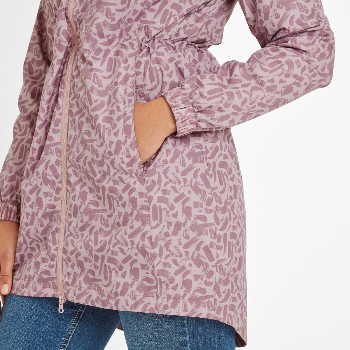 Kilnsey Womens Waterproof Jacket - Dusky Rose Brushstroke Print