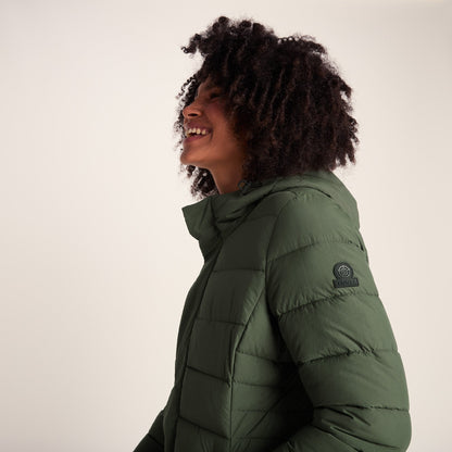 Kirkham Womens Long Shower Resistant Insulated Jacket - Dark Green