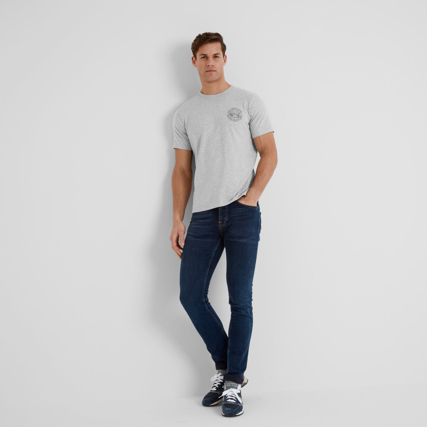Lakes Mens 100% Cotton Supersoft T-Shirt - Light Grey Marl