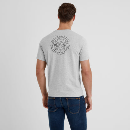 Lakes Mens 100% Cotton Supersoft T-Shirt - Light Grey Marl