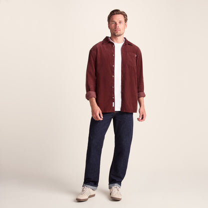 Lenny Mens Long Sleeve Lightweight Corduroy Shirt - Port