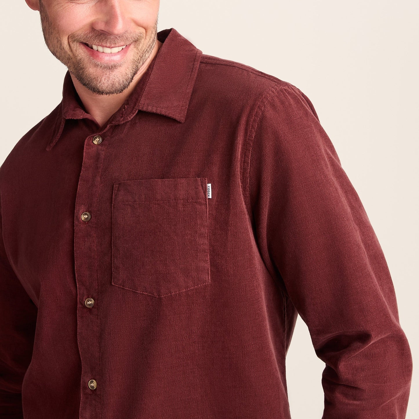 Lenny Mens Long Sleeve Lightweight Corduroy Shirt - Port