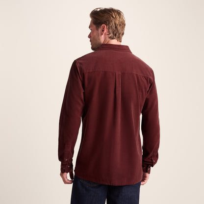Lenny Mens Long Sleeve Lightweight Corduroy Shirt - Port