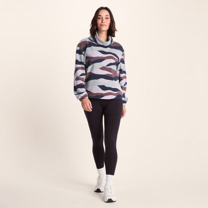 March Womens Relaxed Fit Microfleece Pullover - Landscape Print