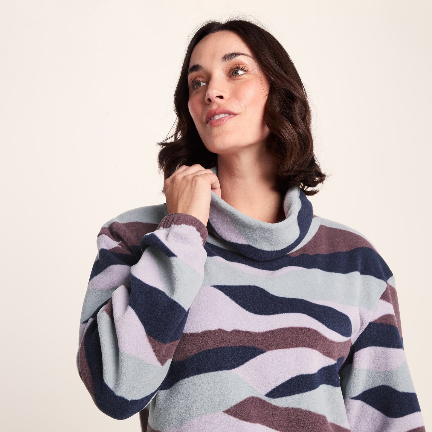 March Womens Relaxed Fit Microfleece Pullover - Landscape Print