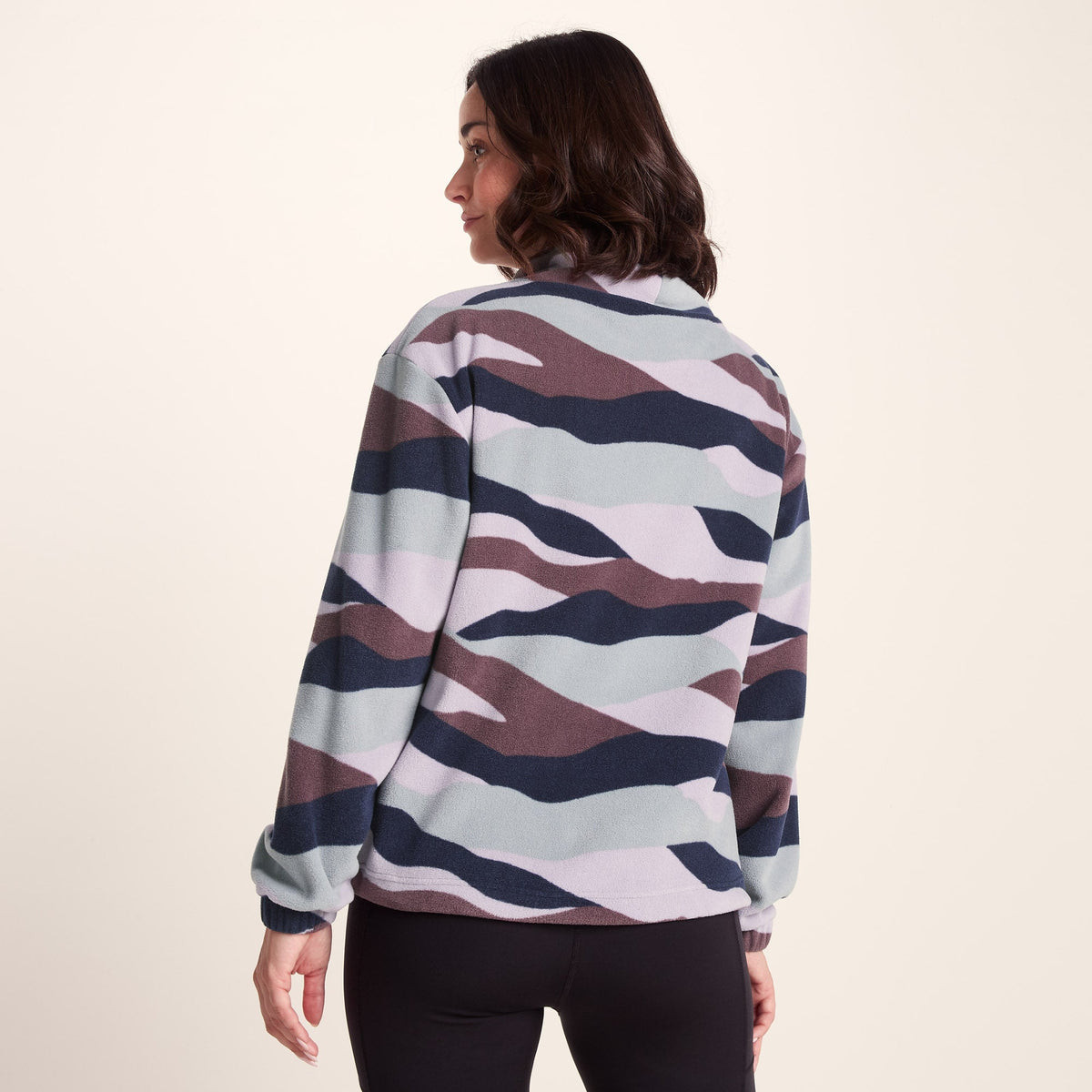 March Womens Relaxed Fit Microfleece Pullover - Landscape Print