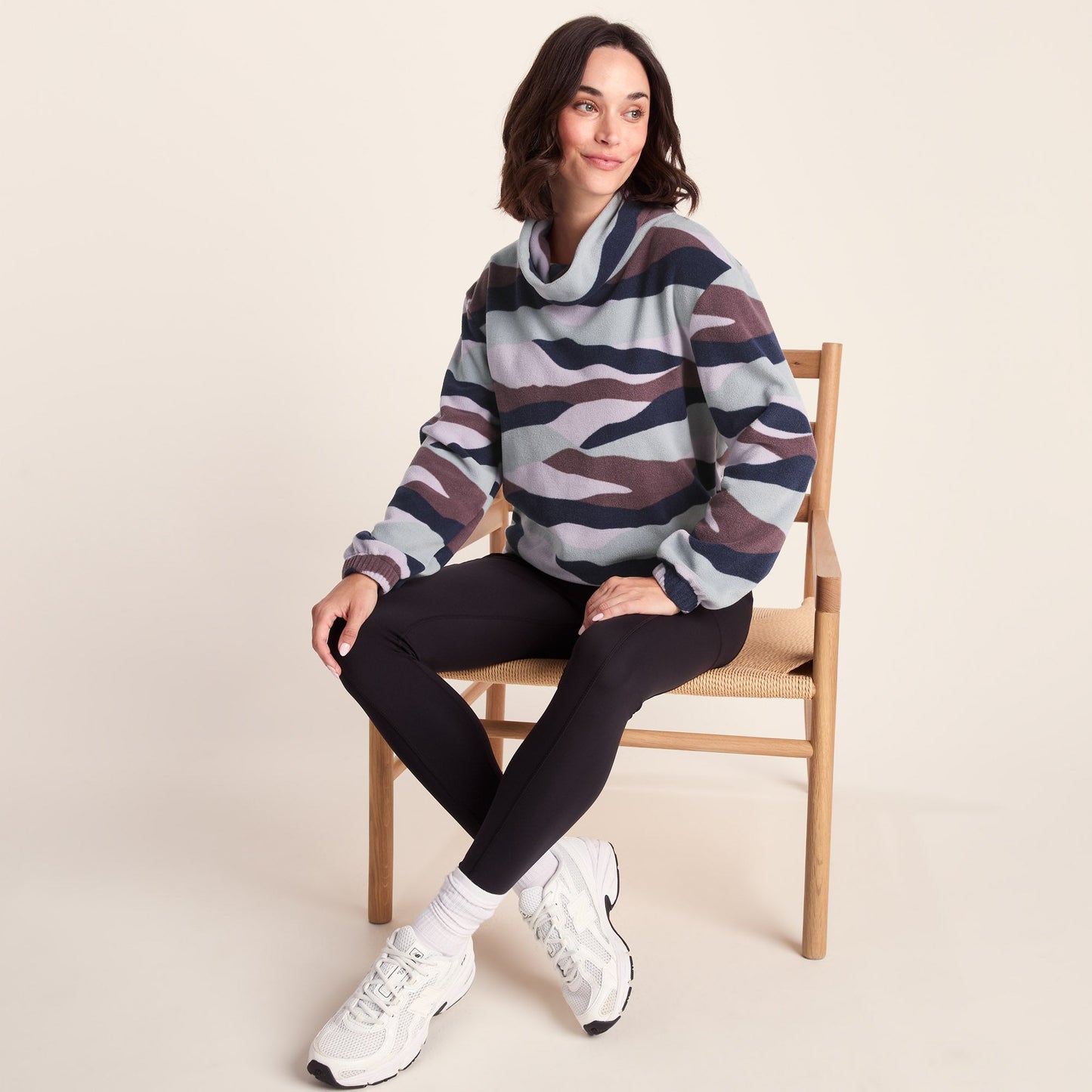 March Womens Relaxed Fit Microfleece Pullover - Landscape Print
