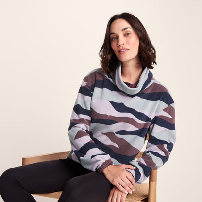 March Womens Relaxed Fit Microfleece Pullover - Landscape Print
