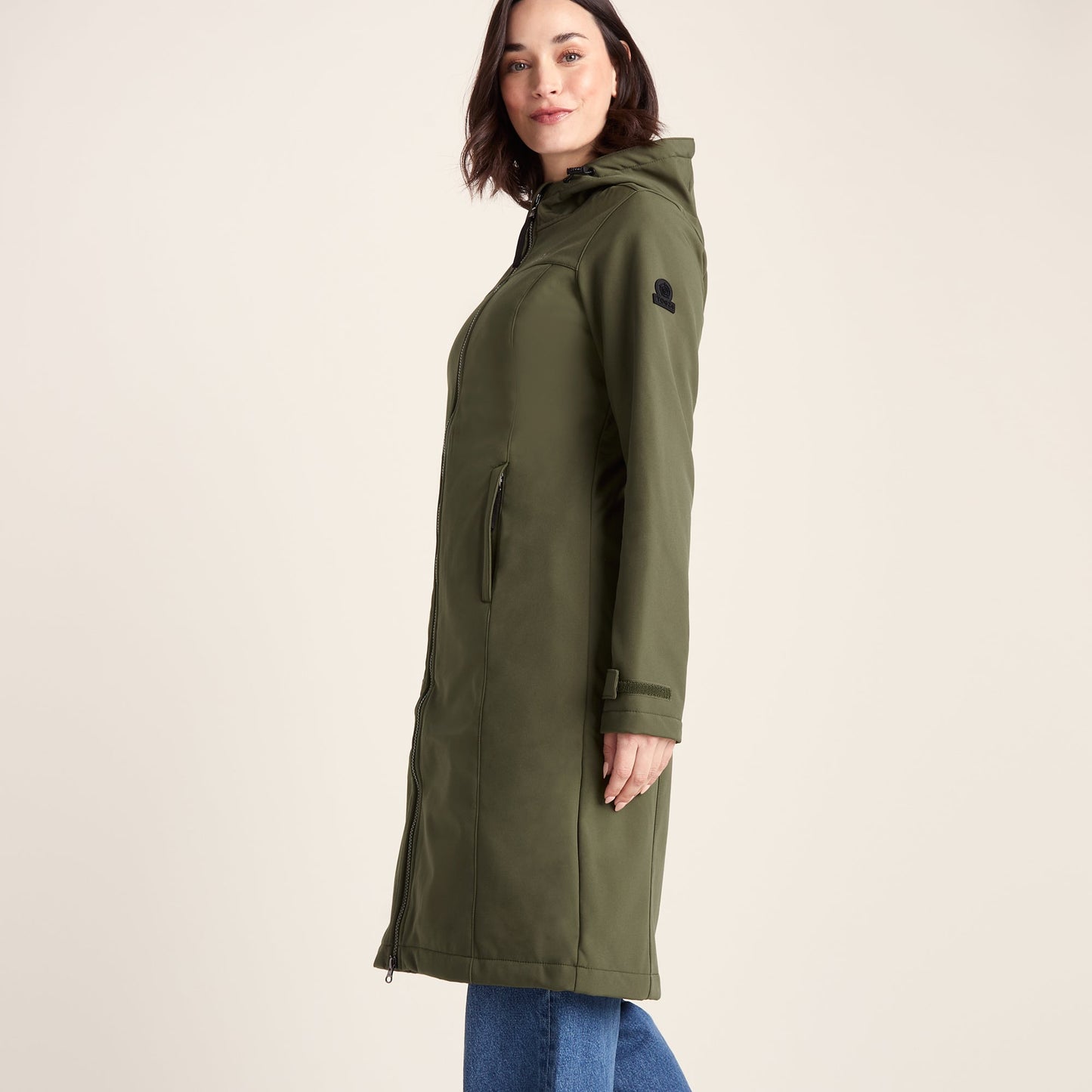 Marina Womens Long Water Resistant Softshell Jacket - Khaki