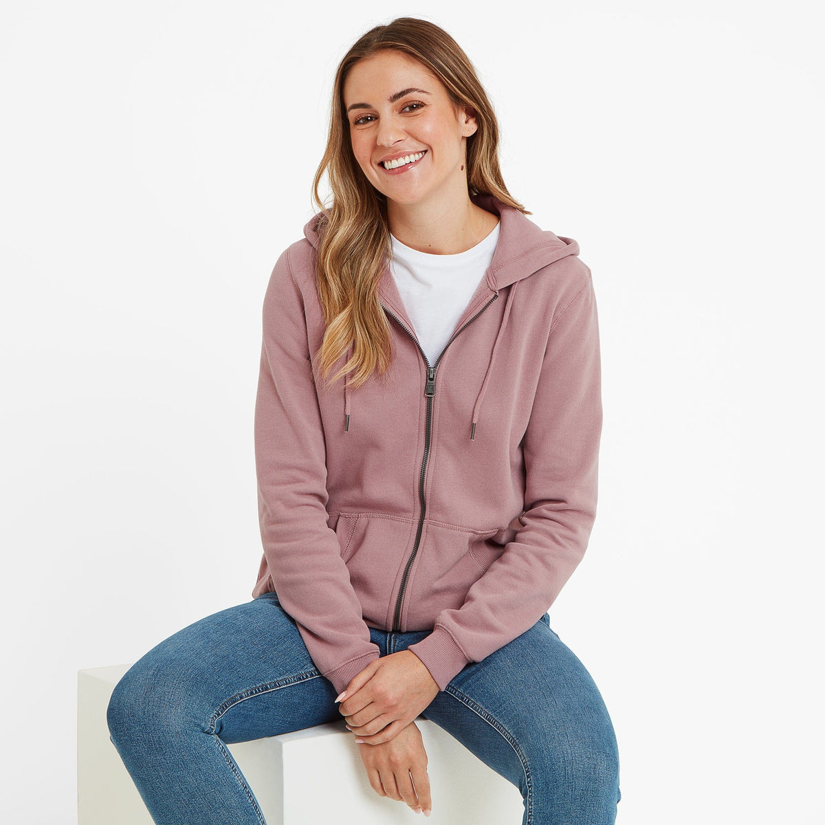 Mia Womens Supersoft Zip Hoody - Faded Pink