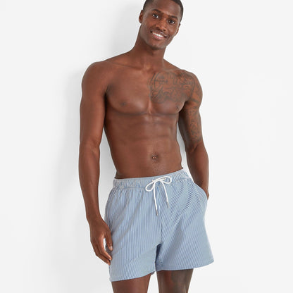 Micah Mens Swimming Shorts - Pastel Blue Stripe