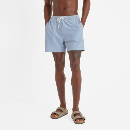 Micah Mens Swimming Shorts - Pastel Blue Stripe