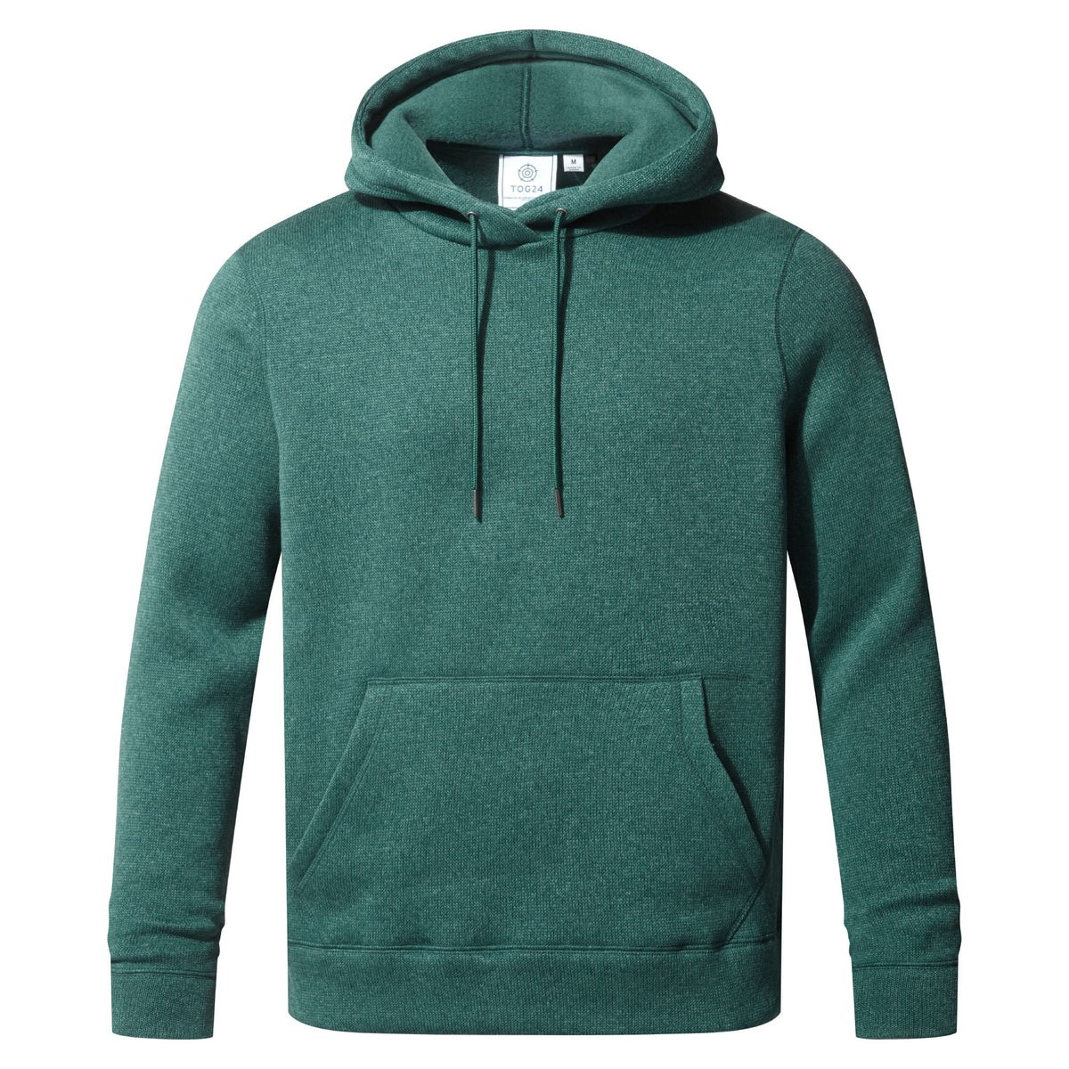 Mosby Mens Supersoft Knitlook Fleece Hoody - Dark Turquoise Marl