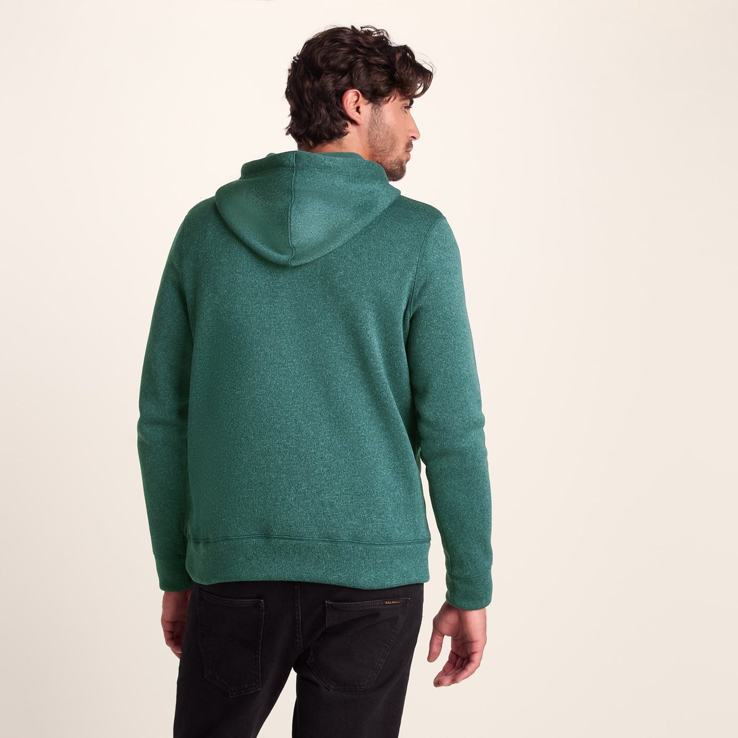 Mosby Mens Supersoft Knitlook Fleece Hoody - Dark Turquoise Marl