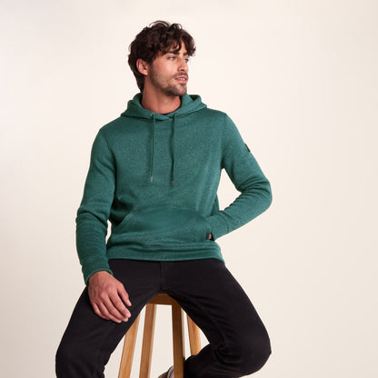 Mosby Mens Supersoft Knitlook Fleece Hoody - Dark Turquoise Marl