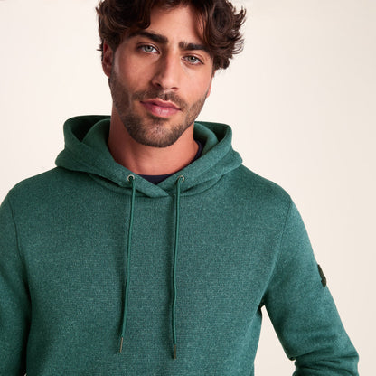Mosby Mens Supersoft Knitlook Fleece Hoody - Dark Turquoise Marl