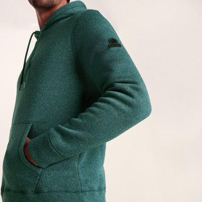 Mosby Mens Supersoft Knitlook Fleece Hoody - Dark Turquoise Marl