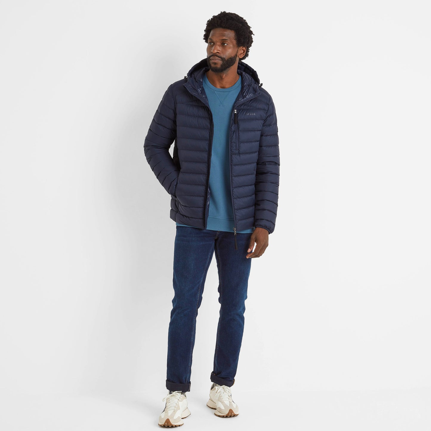 North Mens RDS Certified Down Hooded Jacket - Dark Indigo