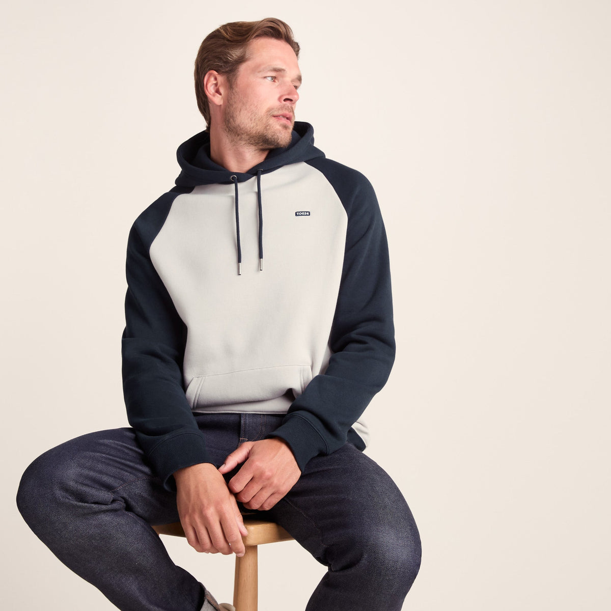 Noston Mens Supersoft Raglan Hoody - Dark Indigo