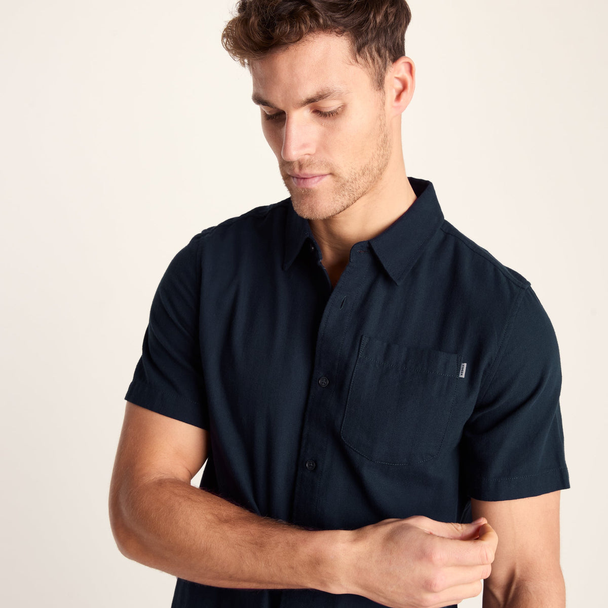 Preston Mens 100% Cotton Supersoft Short Sleeve Shirt - Indigo