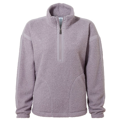 Priya Womens Relaxed Fit Sherpa Fleece Zip Neck - Lavender Grey