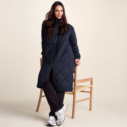 Rainey Womens Longline Lightweight Insulated Quilted Coat - Deepest Blue