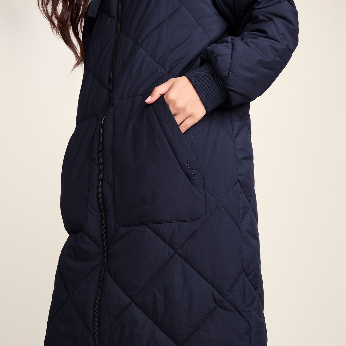 Rainey Womens Longline Lightweight Insulated Quilted Coat - Deepest Blue