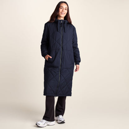 Rainey Womens Longline Lightweight Insulated Quilted Coat - Deepest Blue