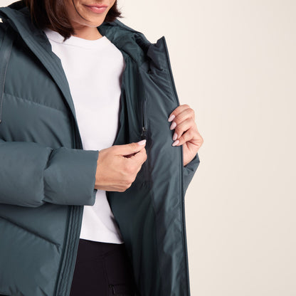 Raleigh Luxe Womens Shower Resistant Down Insulated Jacket - Graphite