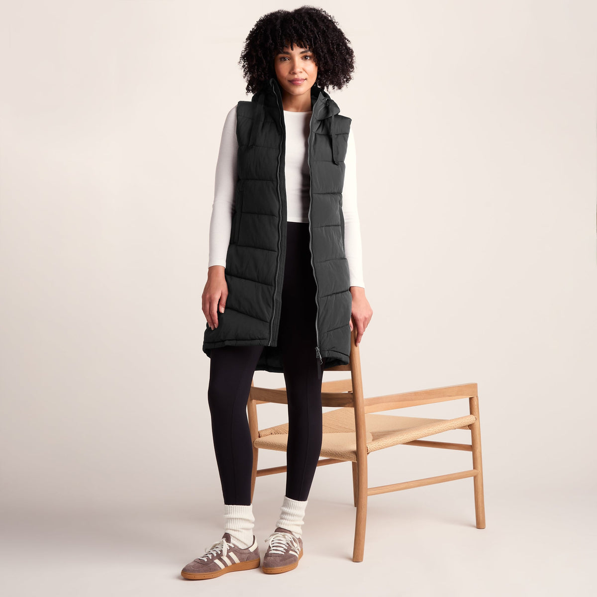Ranskill Womens Long Insulated Gilet - Washed Black