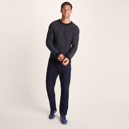 Richie Mens Knitted Crew Neck jumper - Dark Indigo