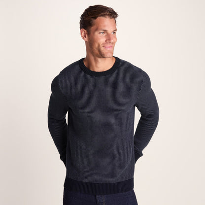 Richie Mens Knitted Crew Neck jumper - Dark Indigo