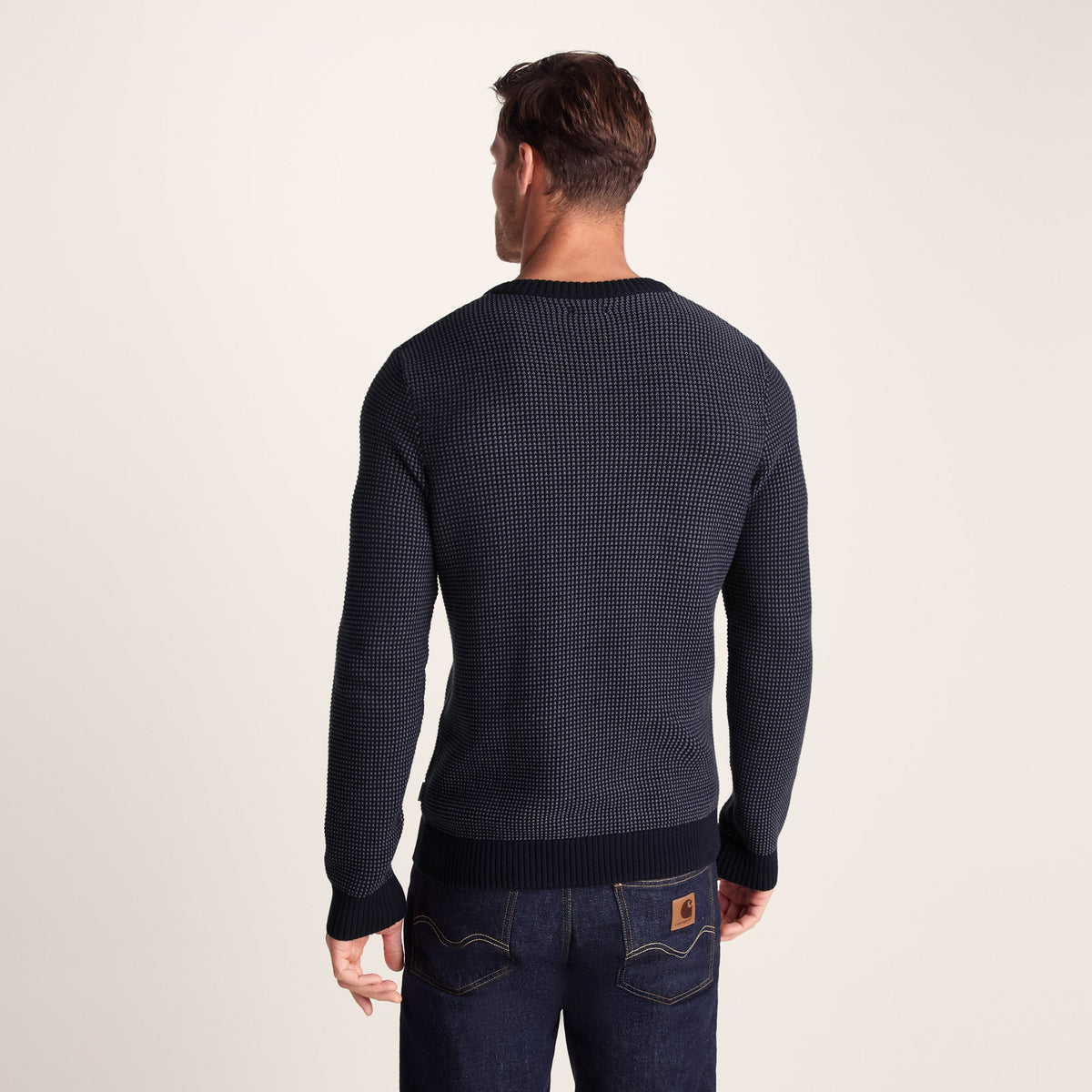 Richie Mens Knitted Crew Neck jumper - Dark Indigo