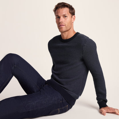 Richie Mens Knitted Crew Neck jumper - Dark Indigo
