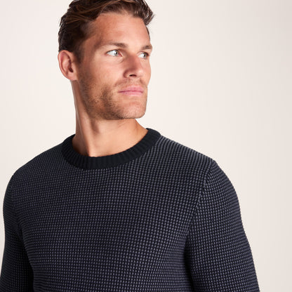 Richie Mens Knitted Crew Neck jumper - Dark Indigo