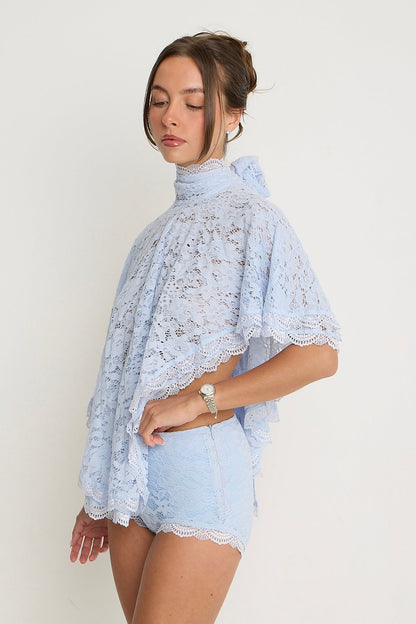 Carmen Lace Top | Powder Blue