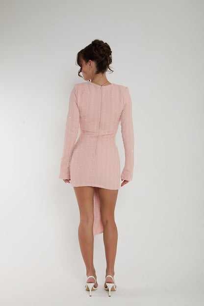 Naomi Ruched Drape Dress | Baby Pink