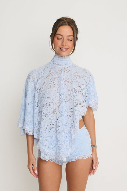 Carmen Lace Top | Powder Blue