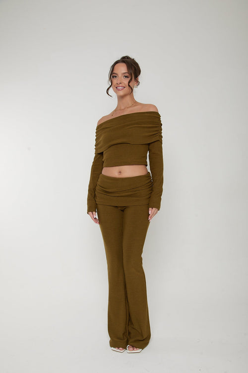 Myla Wide Leg Trousers | Olive