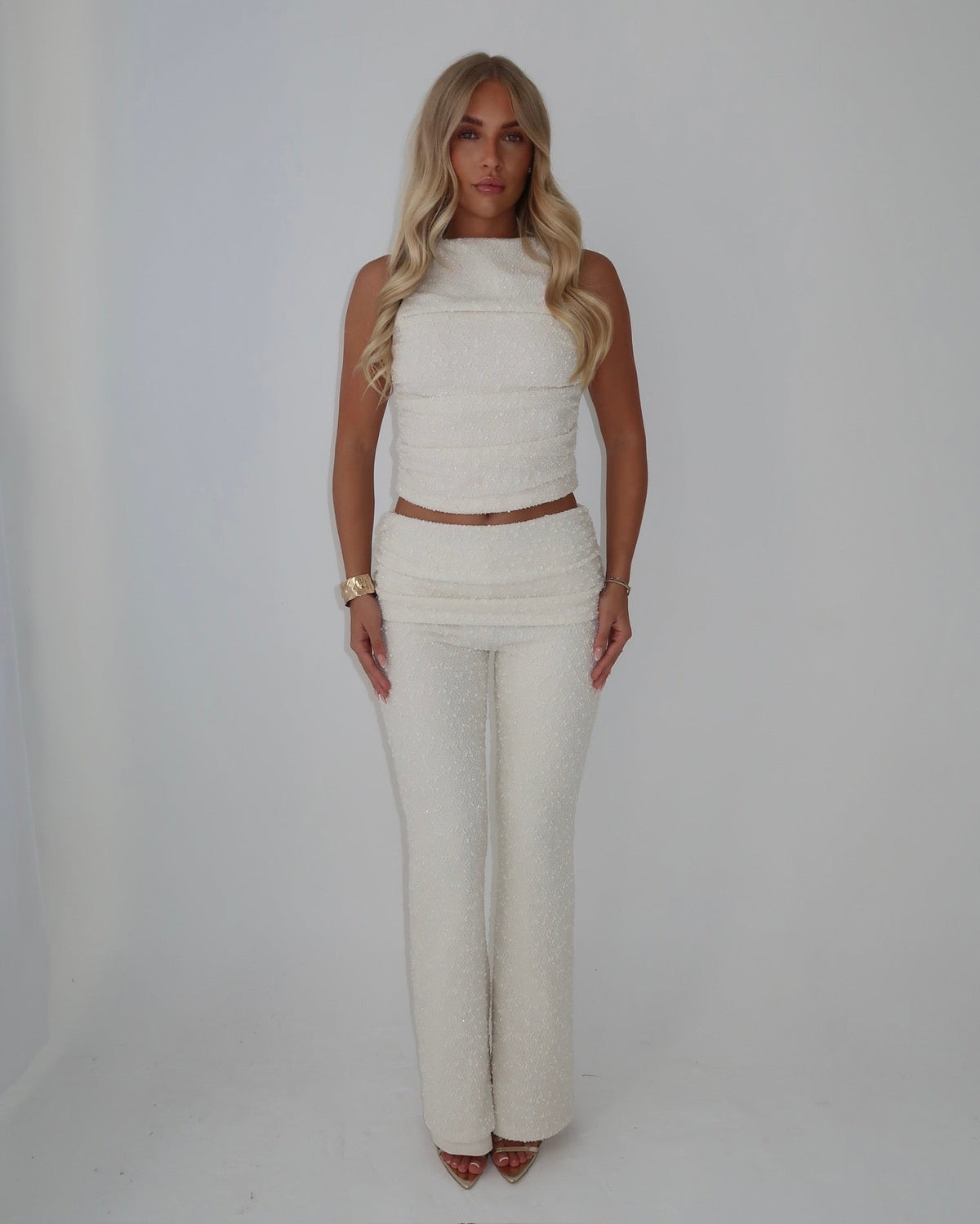 Wide Leg Trousers | Cream