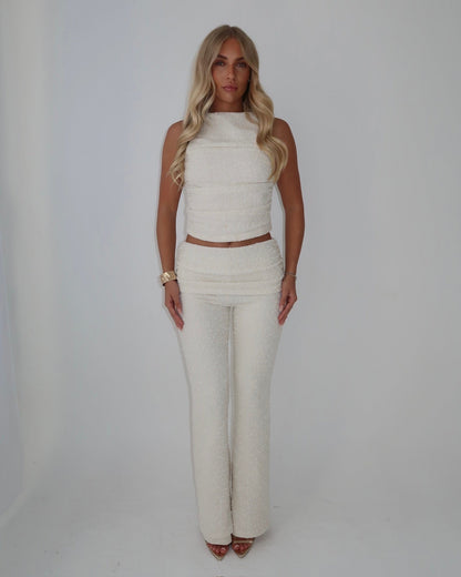 Wide Leg Trousers | Cream
