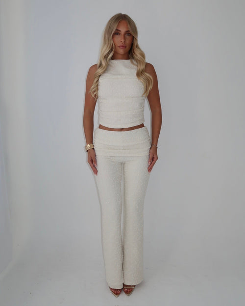 Wide Leg Trousers | Cream