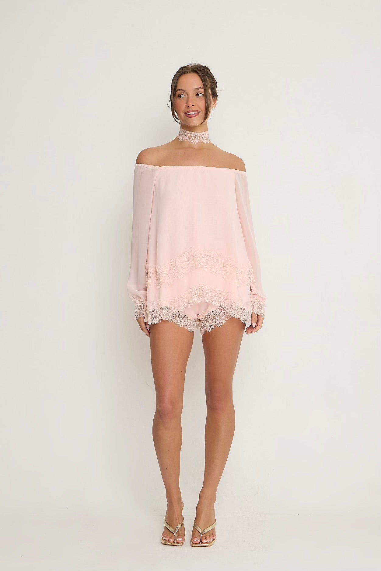 Bella Lace Top & Choker | Pink