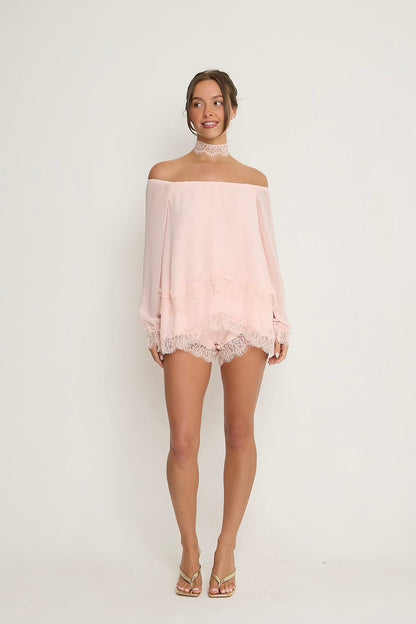 Bella Lace Top & Choker | Pink