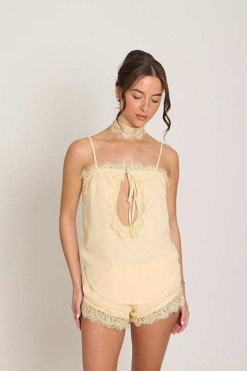 Gigi Lace Top & Choker | Butter Yellow