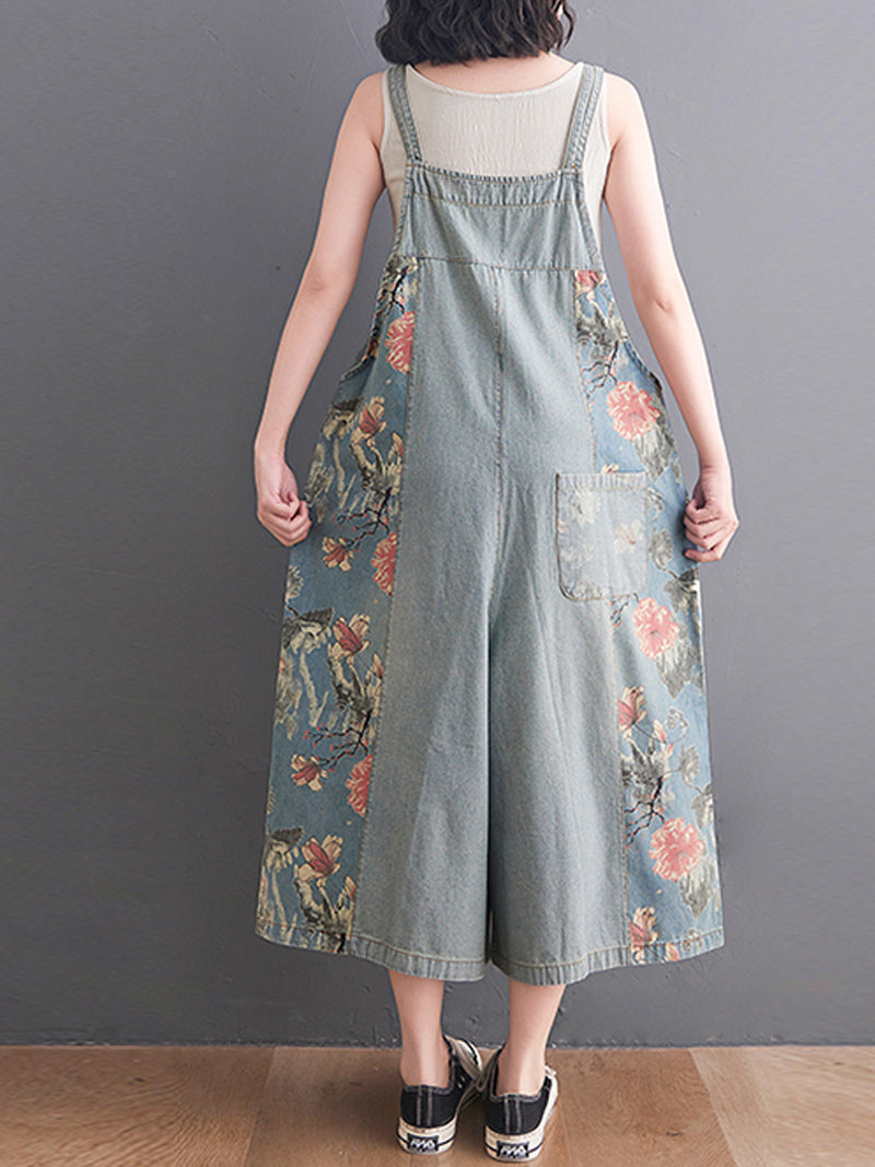 Vintage Garden Denim Dungarees for Women