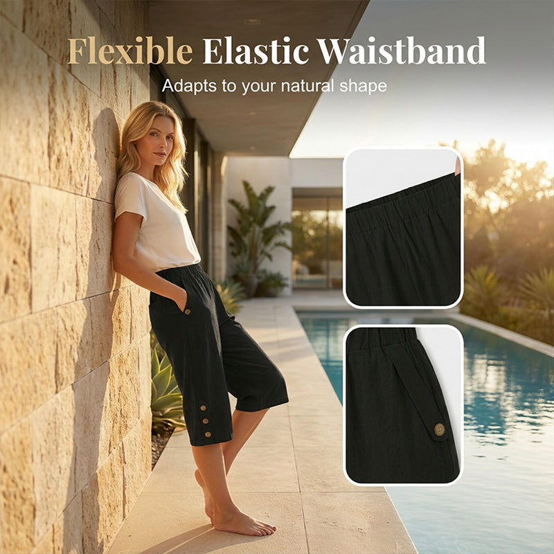 ‚ú® Women's Elastic Waist Capri Pants ‚Äì Comfort Fit, Casual, Easy Pull-On üåø